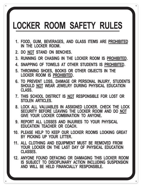 Locker Room Rules Sign