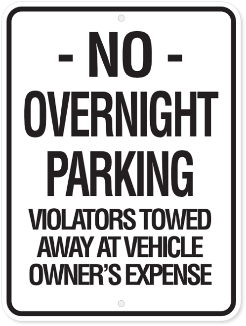 No Overnight Parking Sign