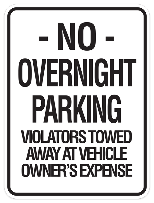 No Overnight Parking Sign