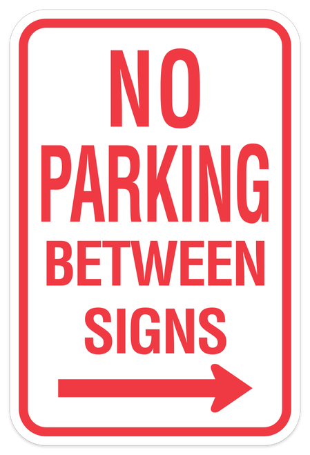 No Parking Between - Right Arrow