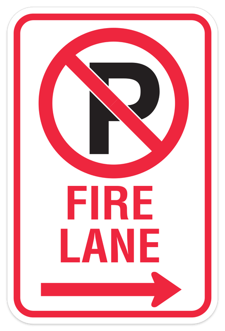 No Parking Symbol Fire Lane Right Arrow