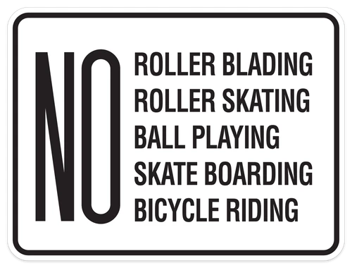 No Rollerblading, Skateboarding