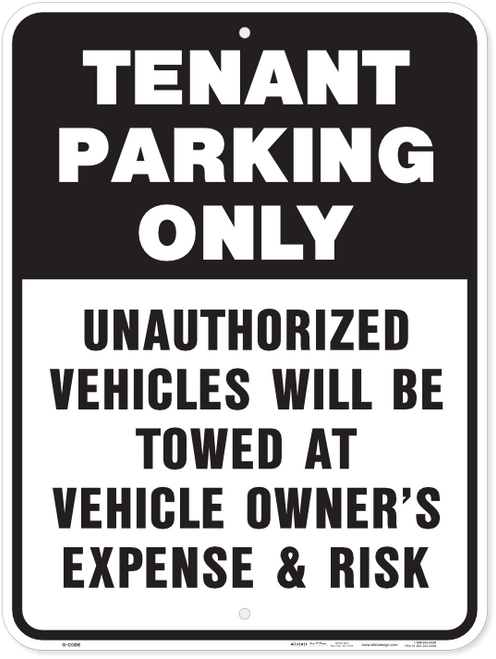Resident Parking Only Violators Towed Sign - 12x18 - View #12