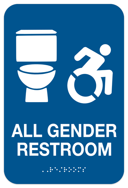 Accessible All Gender Restroom Sign w/ Toilet Symbol