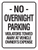 No Overnight Parking Sign