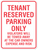 Tenant Parking Only Sign