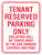 Tenant Parking Only Sign