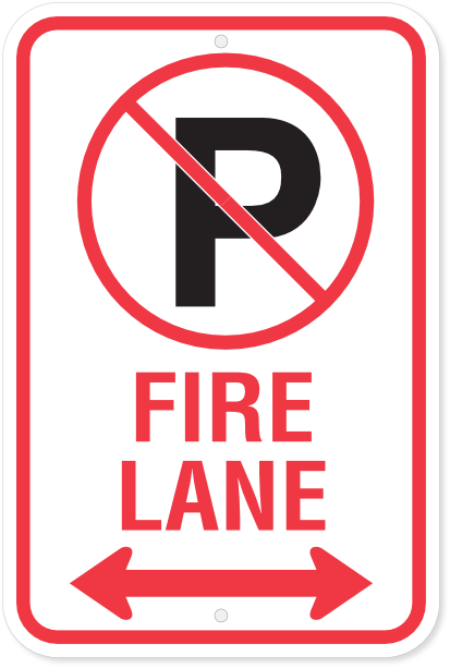 No Parking Symbol - Fire Lane - Double Arrow Sign