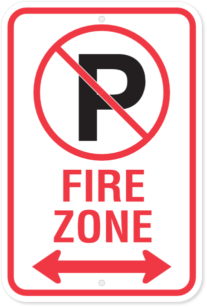 No Parking Symbol - Fire Zone - Double Arrow