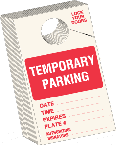 Temporary Parking Permits Allstate Sign & Plaque