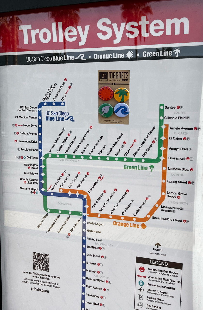 San Diego Transit Icons Round Magnet Pack