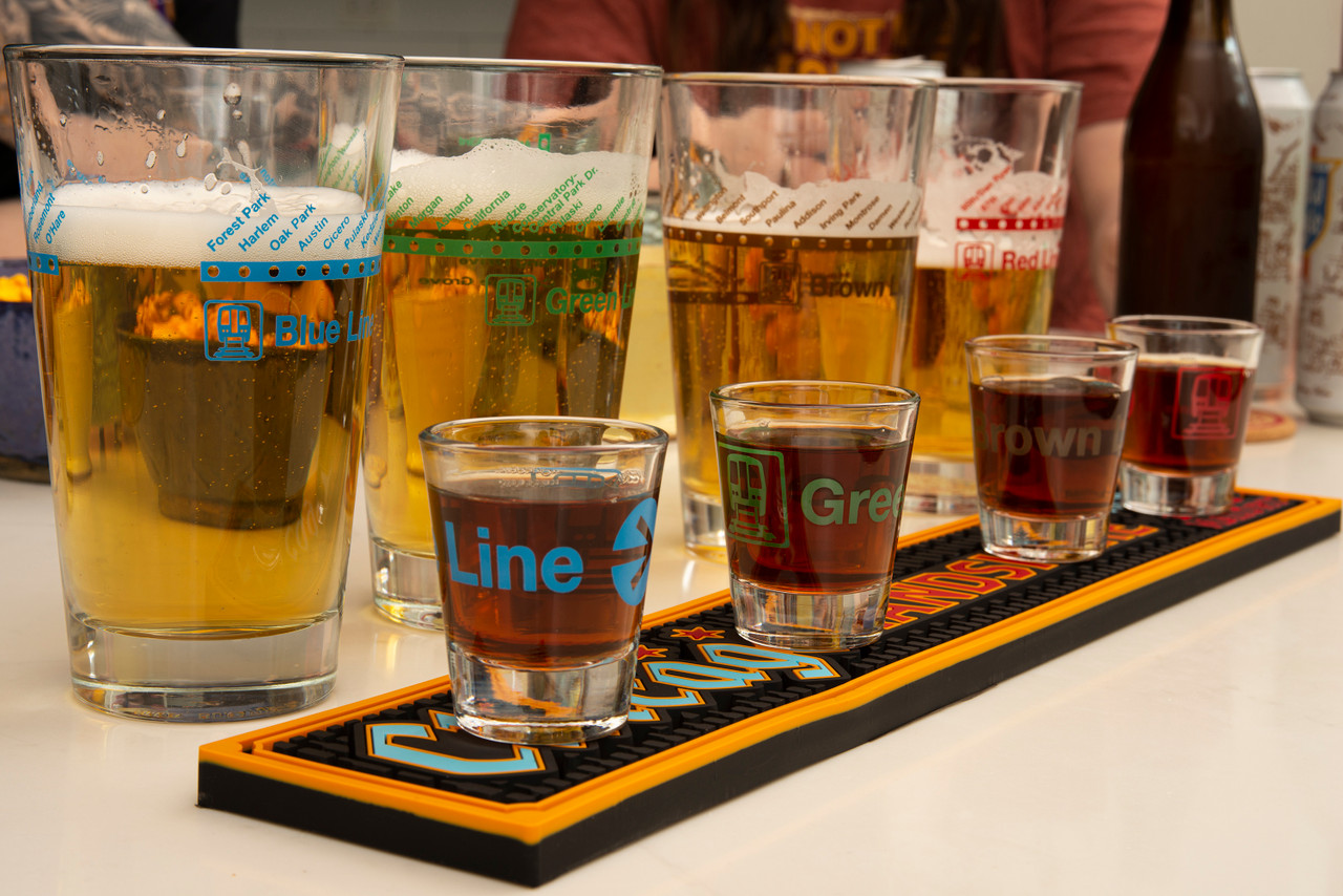 Train Line Pint Set