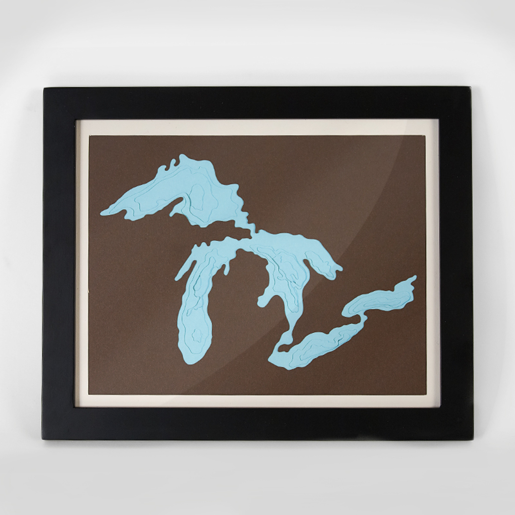 Great Lakes Bathymetry Framed 10 X 8