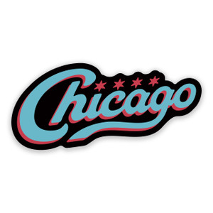 Chicago Vintage Script Sticker - Black Background Chicago Vintage Script Sticker - Black Background