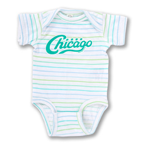 Chicago Vintage Script Infant Bodysuit - Marina Stripe Chicago Vintage Script Infant Bodysuit - Marina Stripe