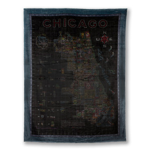 Chicago Neon Neighborhood Map Fleece Blanket Chicago Neon Neighborhood Map Fleece Blanket