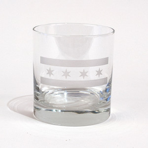 Chicago Flag Whiskey Glass Chicago Flag Whiskey Glass