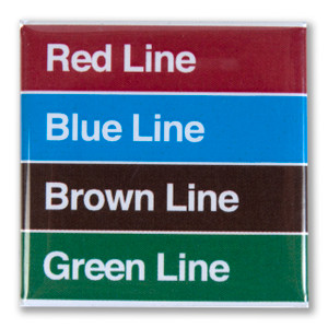 Red, Blue, Brown, Green Lines Square Magnet