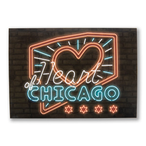 Heart of Chicago Neon Neighborhood Postcard