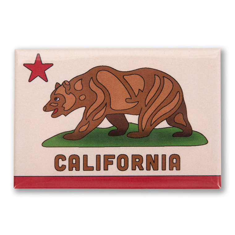 Cali Flag Bear 3" x 2" Magnet