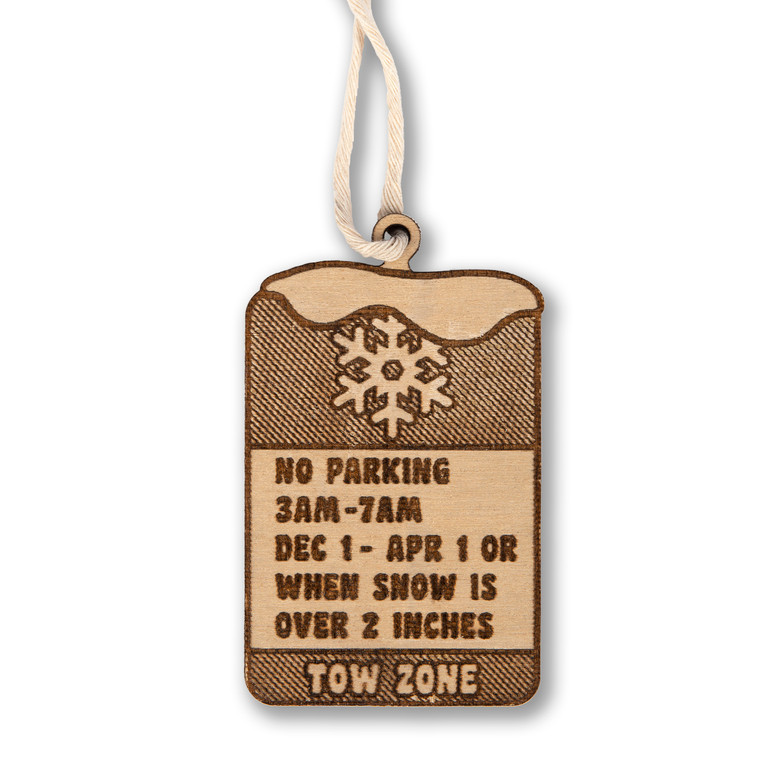 Snow Route Sign Wooden Ornament