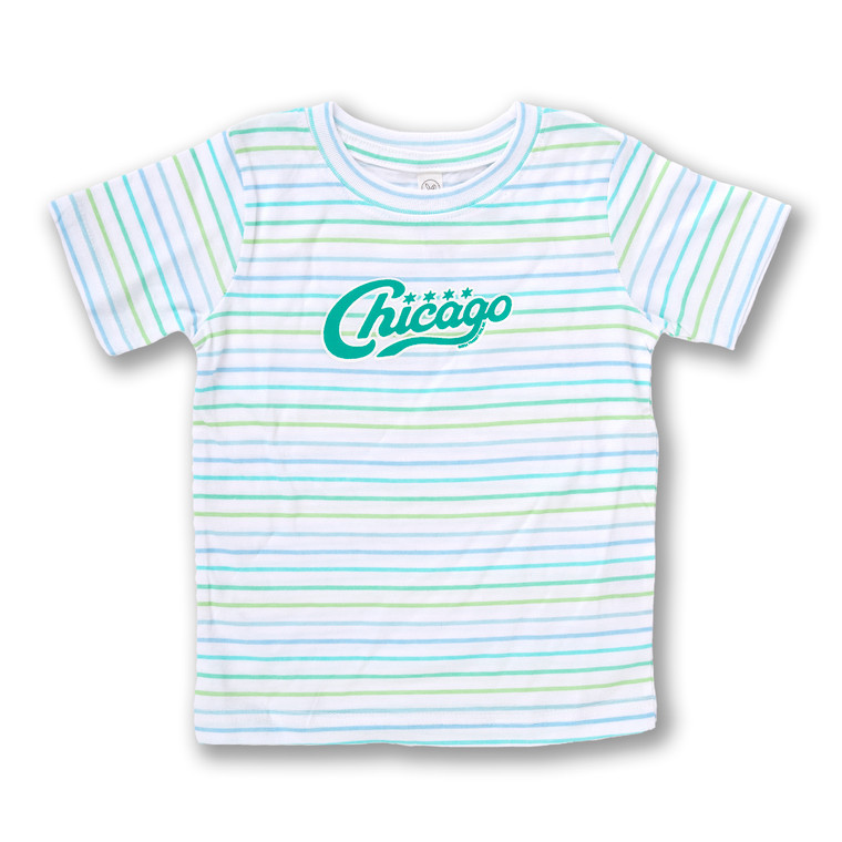 Chicago Vintage Script Toddler Tee - Marina Stripe