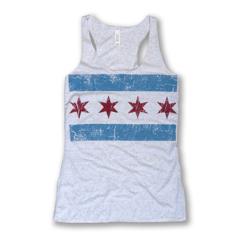 Distressed Chicago Flag Tank - Women's