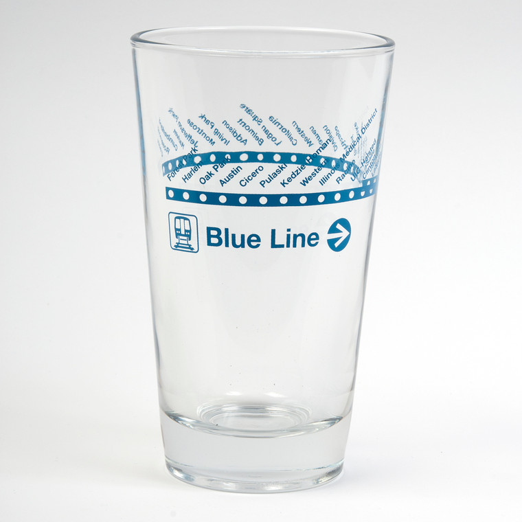 CTA Blue Line Pint Glass