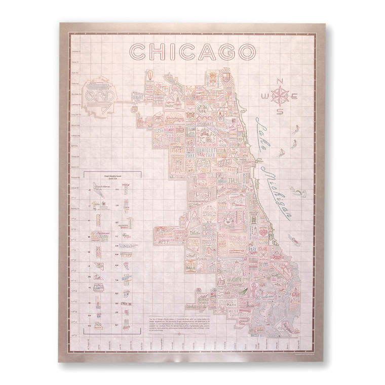 Vintage White Neighborhood Map Poster