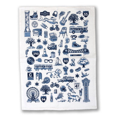 POFULL Welcome To Chicago Skyline Kitchen Towel - Windy City Souvenir Dish Towel, 24x16 Inches