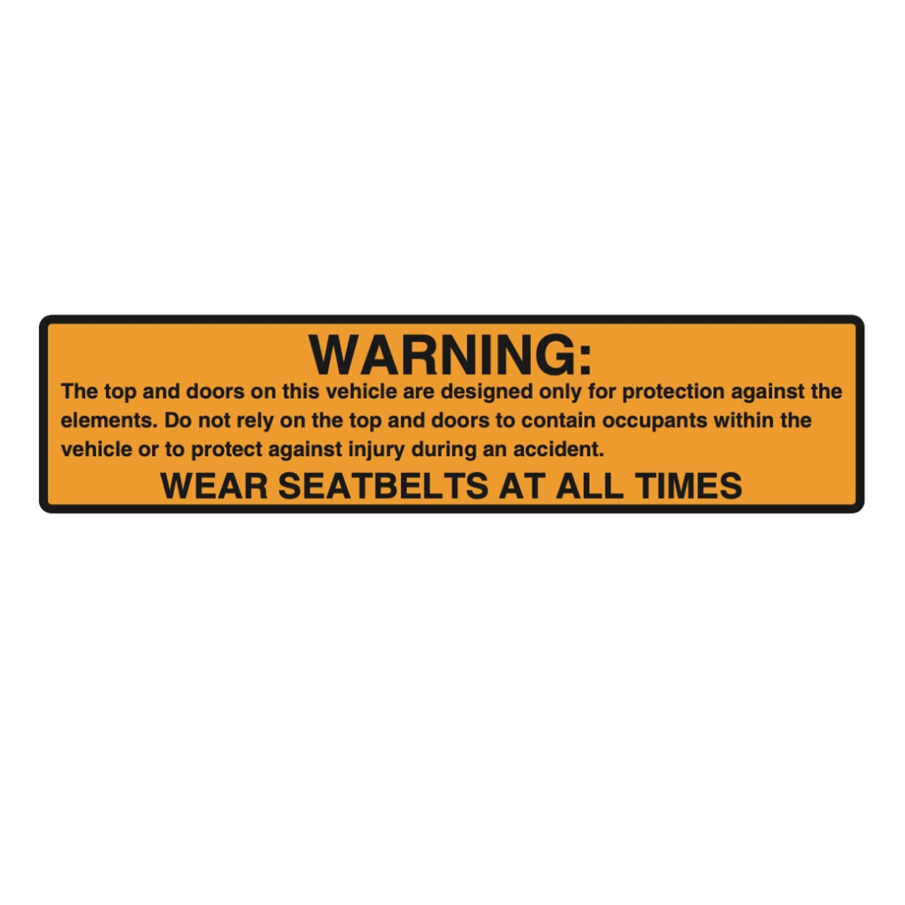 Jeep Seat Belt Warning Decal