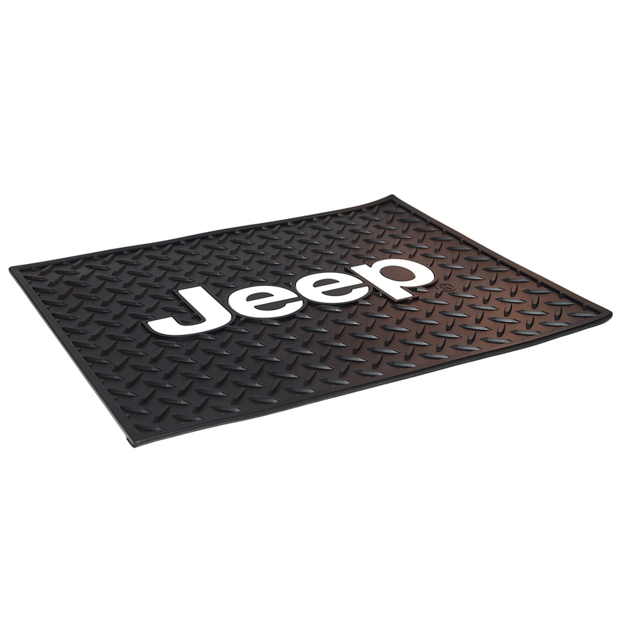 Black Rear Floor Mat w/White "Jeep" Logo (Each)