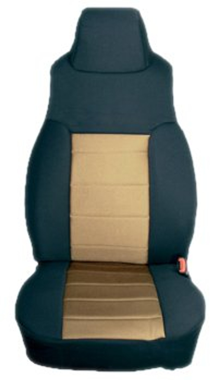 '97-'02 TJ/LJ Poly Cotton Front Seat Covers (Tan & Black)