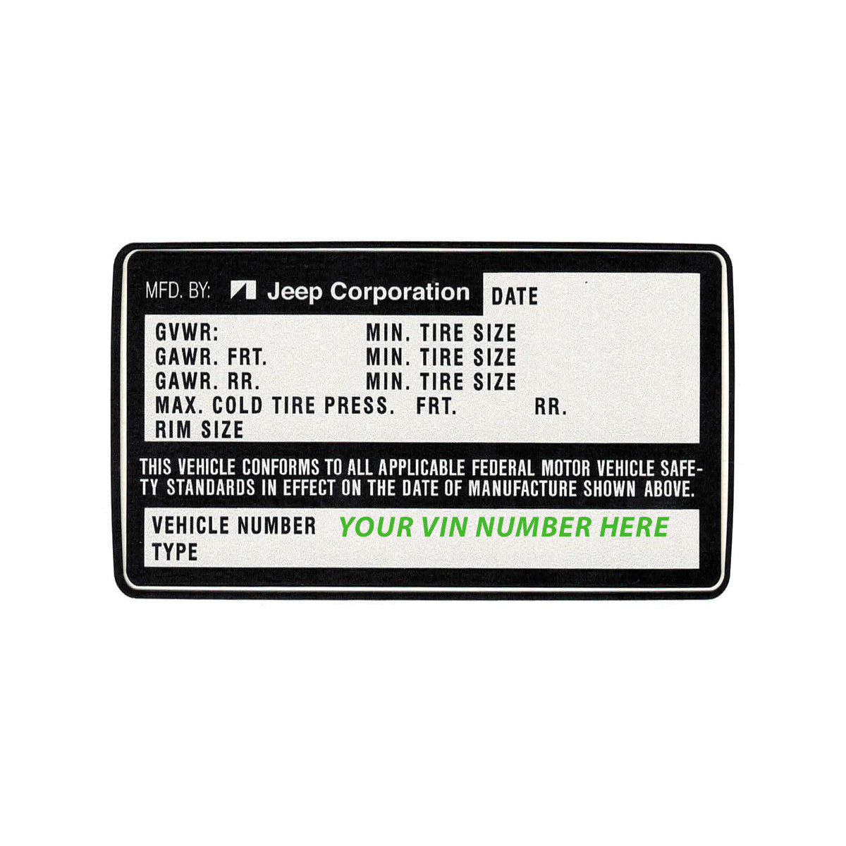 77 -'80 CUSTOM VIN Decal (U.S. Version) – CBJeep