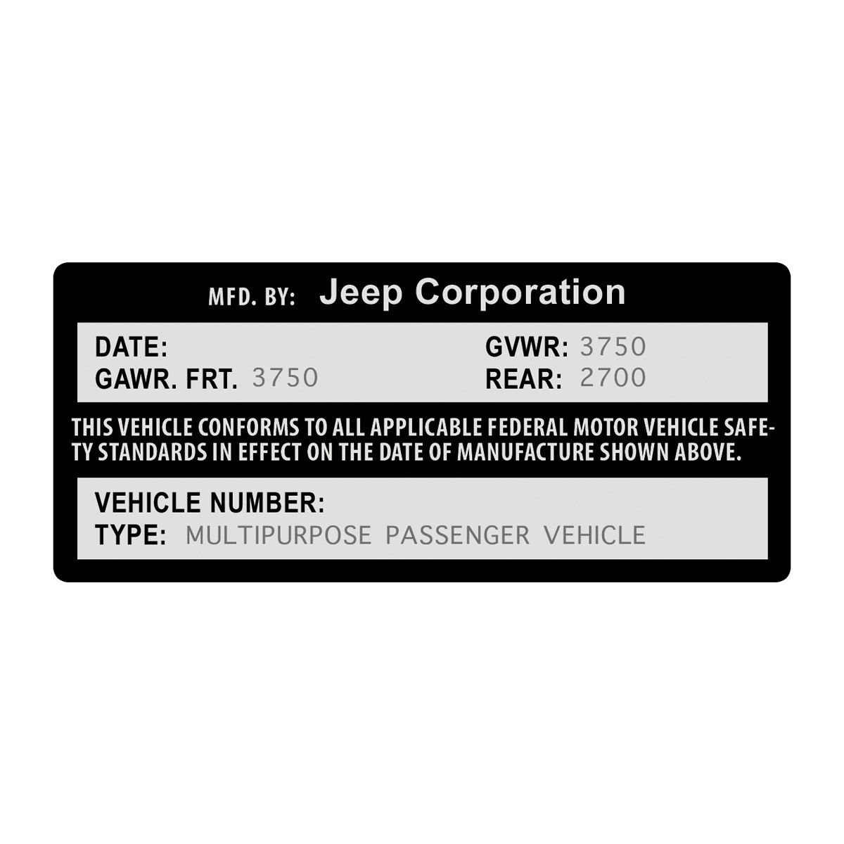 1976 VIN-LESS VIN Decal – CBJeep