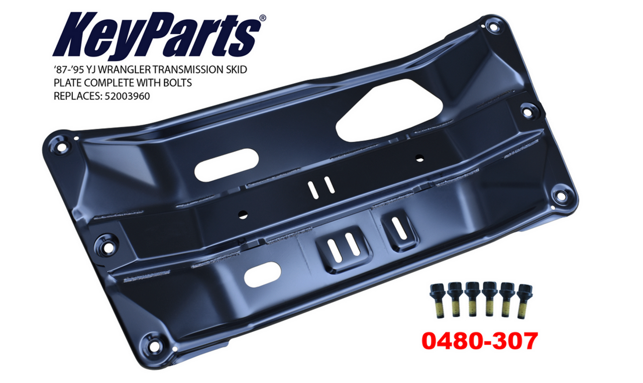 87-95 Jeep YJ Wrangler Transmission Skid Plate w/ Bolts - REPLACES 52003960