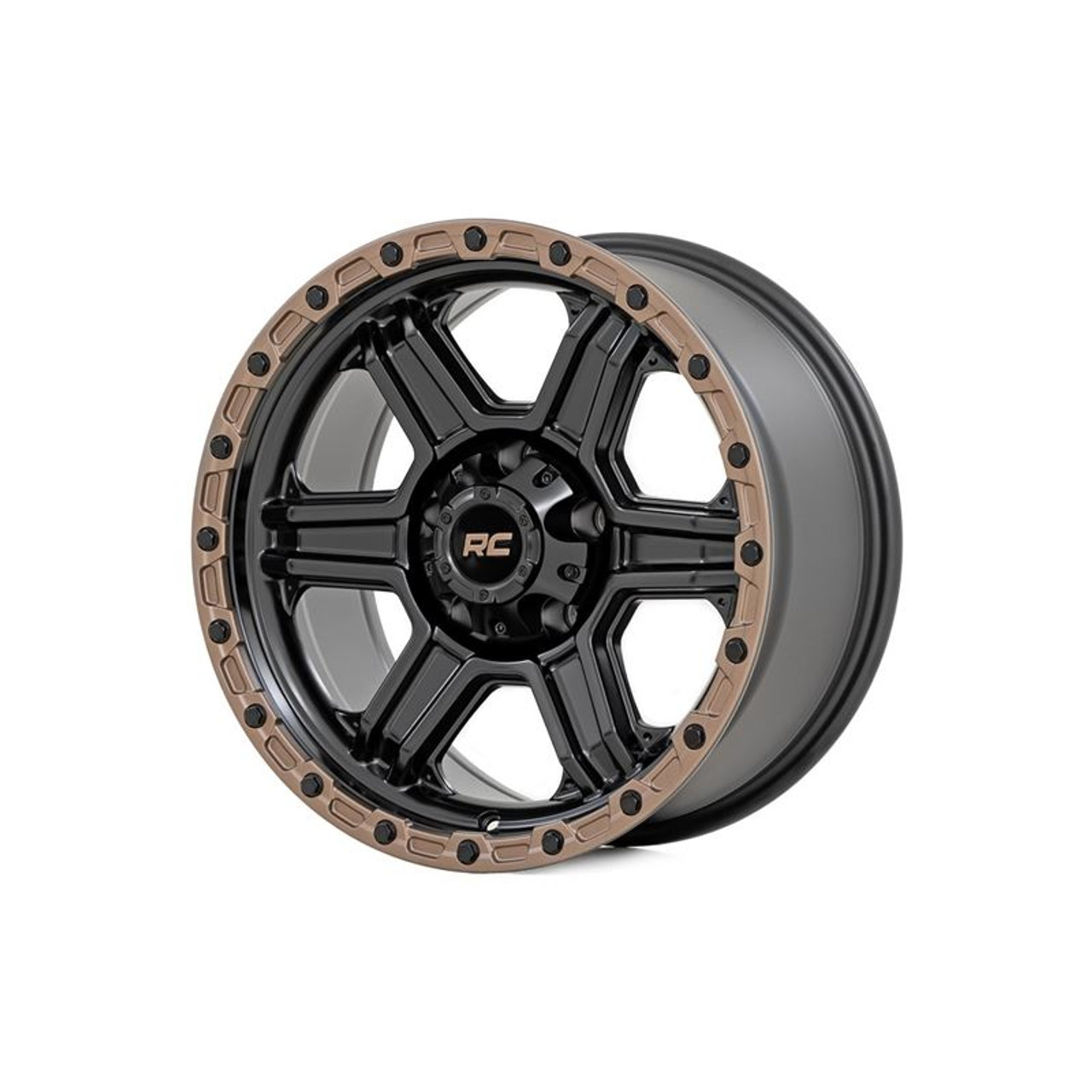Rough Country 79 Series Wheel | One-Piece | Semi Gloss Black w/Bronze Ring | 18x9 | 5x5.5 | -12mm