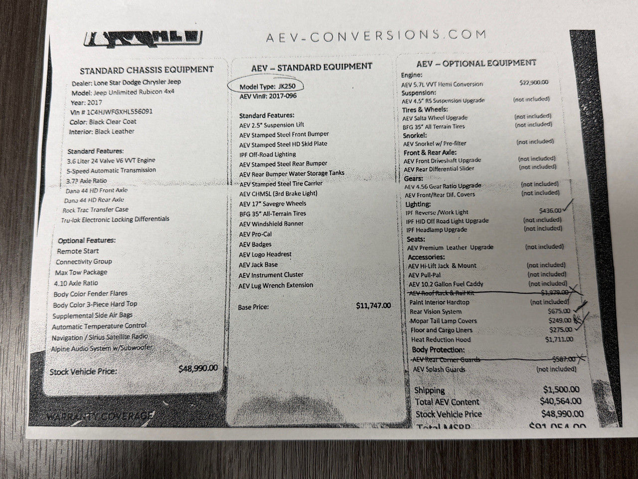 2017 Jeep JK Wrangler 250 AEV Conversion - Stock #674798