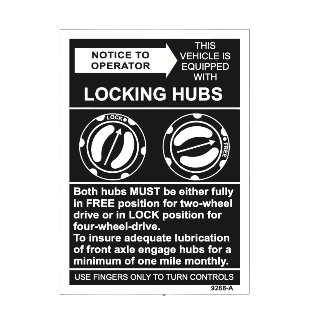 Locking Hub Dash Decal - Collins Bros Jeep