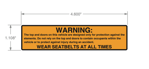 Jeep Seat Belt Warning Decal