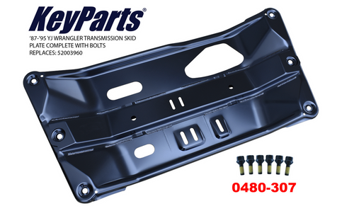 87-95 Jeep YJ Wrangler Transmission Skid Plate w/ Bolts - REPLACES 52003960