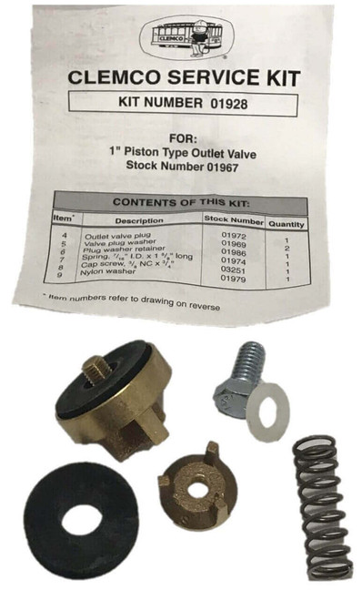 Clemco service kit for 1" outlet valve. Part # CL01928.