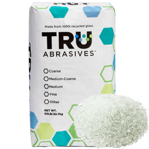 glass for sandblasting in 50 lb bags