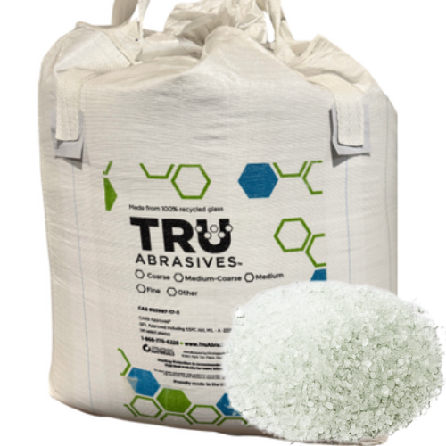 3,000 lb super sack of crushed glass media for blasting