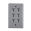 Single Gang Faceplate, Standard Style with Six Ports