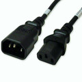Power Cord, C14 to C13, 16/3 AWG, 13Amp, 250V SJT Jacket, Black, 8 Foot
