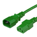 Power Cord, C14 to C13, 14/3 AWG, 15Amp, 250V SJT Jacket, Green
