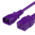 Power Cord, C14 to C19, 14/3 AWG, 15Amp, 250V SJT Jacket, Purple, 3 Foot