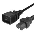 Power Cord, C20 to C15, 14/3 AWG, 15Amp, 250V SJT Black Jacket (both ends)
