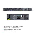 Switched PDU 20A 240V (8) IEC-320 C13 Receptacles, (1) IEC-320 C20 Plug, 1 RMS (Split Image)
